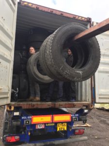 loading container of used tyres from the United Kingdom, used tyres for africa